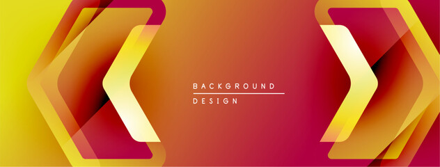 Poster - Abstract background features vibrant orange, yellow gradients. Geometric shapes create dynamic visual effect. Modern design element.