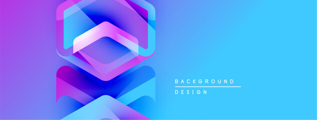 Leinwandbilder - Abstract geometric shapes blend purple, blue hues. Gradient background creates dynamic visual effect. Modern design element.