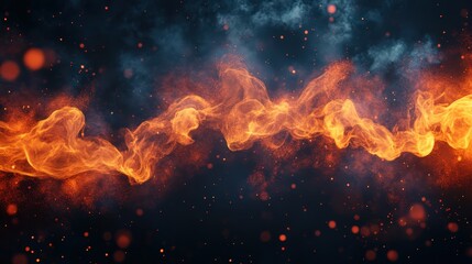 Poster - Fiery Plasma Wave: Dynamic Energy Flow Across a Cosmic Void Backdrop