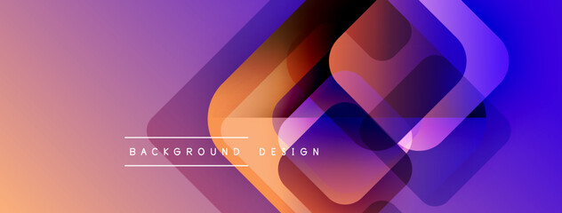 Aufkleber - Abstract geometric shapes overlap, creating vibrant gradient effect. Purple, orange, blue hues dominate design. Text reads background design.