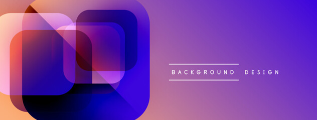 Poster - Abstract geometric shapes overlap, creating vibrant purple, orange gradient. Modern design element for backgrounds, banners, presentations.