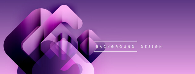 Poster - Abstract geometric shapes overlap, creating dynamic purple gradient background. Modern design element for digital projects.