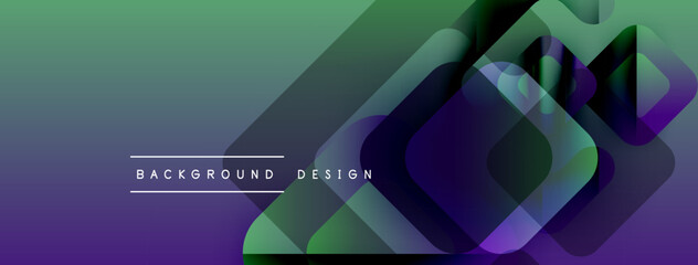 Poster - Abstract gradient background. Overlapping squares create dynamic visual effect. Text reads background design. Modern, vibrant colors present.