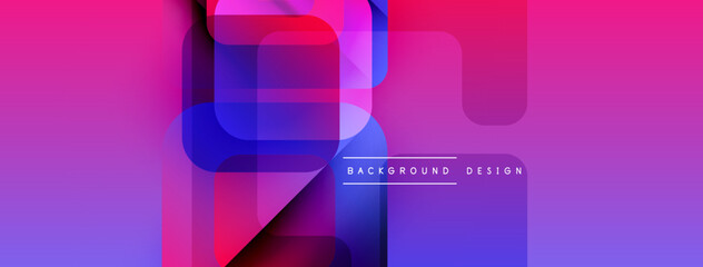 Poster - Abstract geometric shapes, vibrant purple hues, modern design. Gradient transitions create dynamic visual effect. Minimalist style.