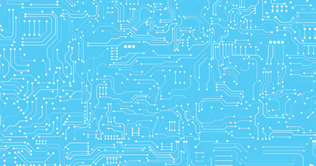 Poster - blue circuit electronic or electrical line with circle engineering technology concept vector backgro