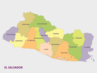 Naklejka na meble Map of El Salvador showing administrative divisions
