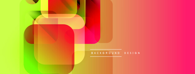 Fototapete - Abstract geometric shapes overlap, creating vibrant color gradients. Design features smooth transitions, modern aesthetic.