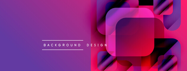 Aufkleber - Abstract geometric design. Vibrant purple, pink gradients create modern background. Text reads background design. Smooth shapes overlap.