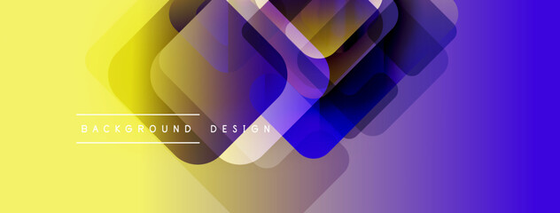 Aufkleber - Abstract geometric shapes overlap, creating vibrant gradient effect. Yellow transitions to purple, modern design element.