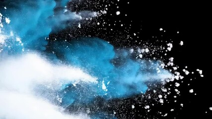 Poster - Colorful powder explosion on a black background, creating dynamic patterns and textures. Perfect for artistic, design or abstract projects.