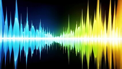 Poster - Abstract Colorful Sound Waveform Graphic Visualizer Display with Reflection, Dynamic Background, Rainbow Spectrum