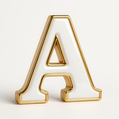 Poster - White Letter A with Gold Outline 3D Render