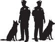 © RR Design - Police officer with dog patrol security K9 unit vector illustration