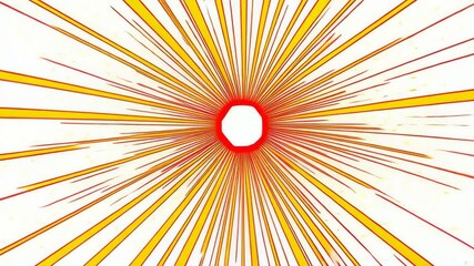 Poster - Abstract orange and yellow starburst pattern against a stark white background, radial lines emanating from central void.