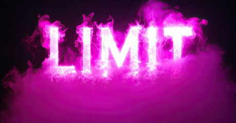 Poster - Bright pink LIMIT text glows amidst swirling smoke. Dark background emphasizes vibrant lettering, creating dramatic visual impact.