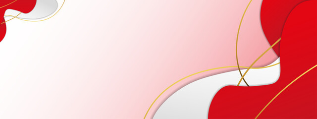 Poster - Modern Abstract Background Illustration Red and White Shapes