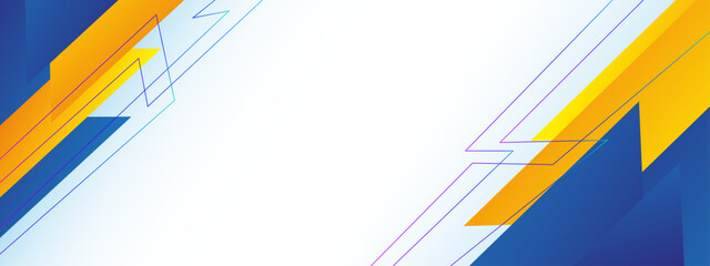 Poster - Abstract elegant blue, orange, and yellow geometric decorative design banner background vector