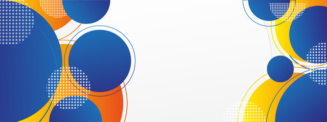 Poster - Abstract elegant blue, orange, and yellow geometric decorative design banner background vector