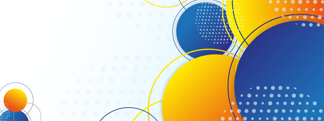 Poster - Abstract elegant blue, orange, and yellow geometric decorative design banner background vector