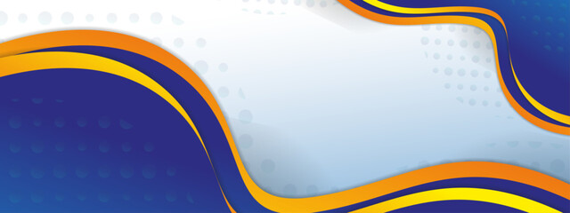 Poster - Abstract elegant blue, orange, and yellow geometric decorative design banner background vector