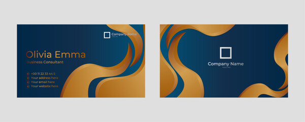 Poster - Dark Blue and gold modern business card template
