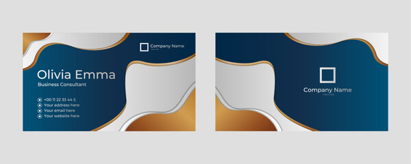 Poster - Dark Blue and gold modern business card template