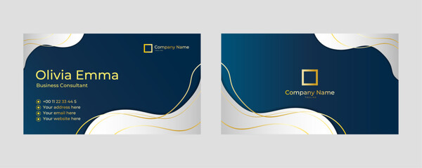 Poster - Dark Blue and gold modern business card template