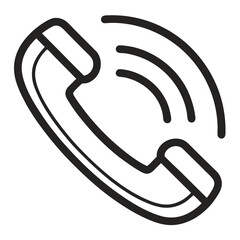 Poster - Black line art phone receiver icon for communication