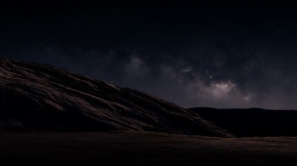 Wall Mural - Nightscape with stars and rocky hill