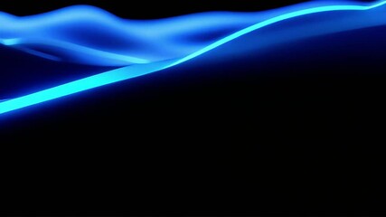 Poster - Abstract Blue Neon Light Waves Flowing Dynamically