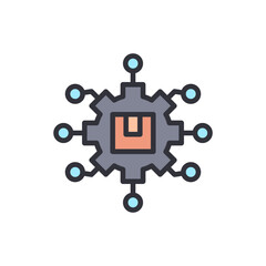 Poster - Modern Central Processing Unit Icon With Circular Connection Nodes