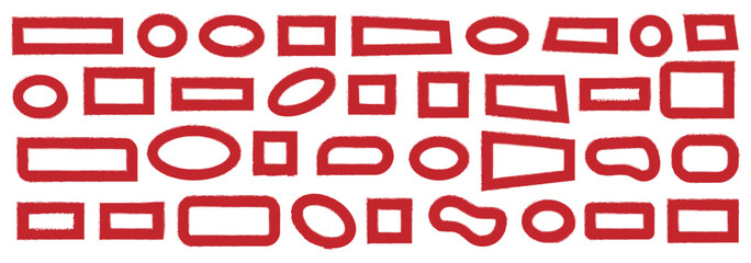 Poster - Grunge frame collection. Paint brush grunge border frame. Red square shapes with brush borders on white background. Vector grunge textures isolated templates.