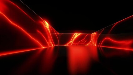 Poster - Abstract Red Energy Flowing Through Dark Space