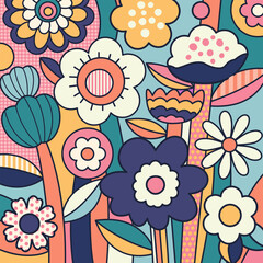 Aufkleber - Flower pop-art geometric colourful. Color splash abstract background for design.