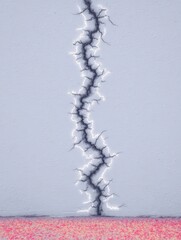 Wall Mural - Vertical crack in pale gray surface