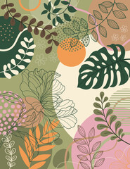 Aufkleber - Spring flower background with beautiful. Hand drawn colourful art background design.