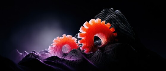 Wall Mural - Abstract gears on dark textured surface