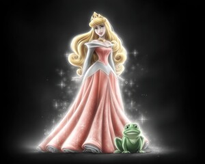 Wall Mural - Princess Aurora with frog companion