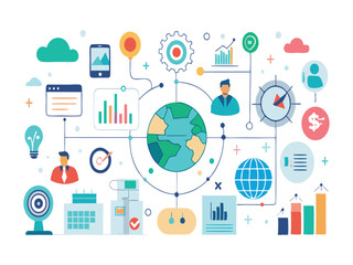 Poster - Global business network connection illustration isolated on white background
