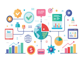 Poster - Global business strategy infographic illustration isolated on white background
