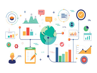 Poster - Global business analytics data visualization isolated on white background
