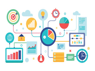 Poster - Business data analysis infographic isolated on white background

