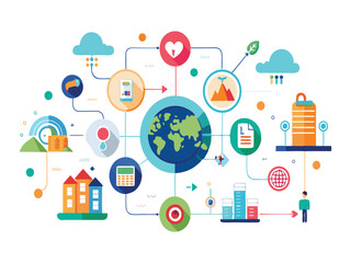 Poster - Global network connection concept illustration isolated on white background
