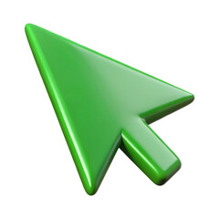 Wall Mural - green computer mouse pointer arrow icon 3d icon in cartoon plastic style minimal isolated on transpa