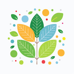 Poster - An abstract vector illustration of a tree with colorful leaves and circles, perfect for designs related to nature and environmental concepts.