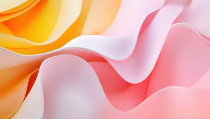 Poster - 3D render, abstract background with colorful waves and shapes, gradient colors, dynamic composition, soft lighting, futuristic style, detailed texture of flowing forms,