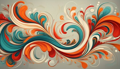 Leinwandbilder - abstract background with orange, teal and white swirls