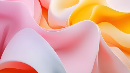 Poster - 3D render, abstract background with colorful waves and shapes, gradient colors, dynamic composition, soft lighting, futuristic style, detailed texture of flowing forms,