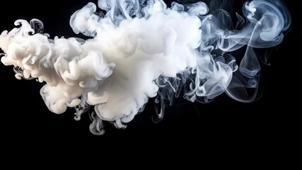 Poster - Abstract billowing white cloud smoke effect in ethereal arrangement on black background