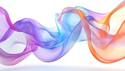 Fototapete - 3D render, abstract background with colorful waves and soft shapes in blue, purple, and orange colors.